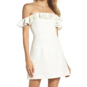 French Connection Ruffle Off the Shoulder White Dress